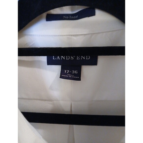 Lands’ End Men’s White Dress Shirt 17-36 Tall No Iron Long Sleeve Button Up - Picture 15 of 15